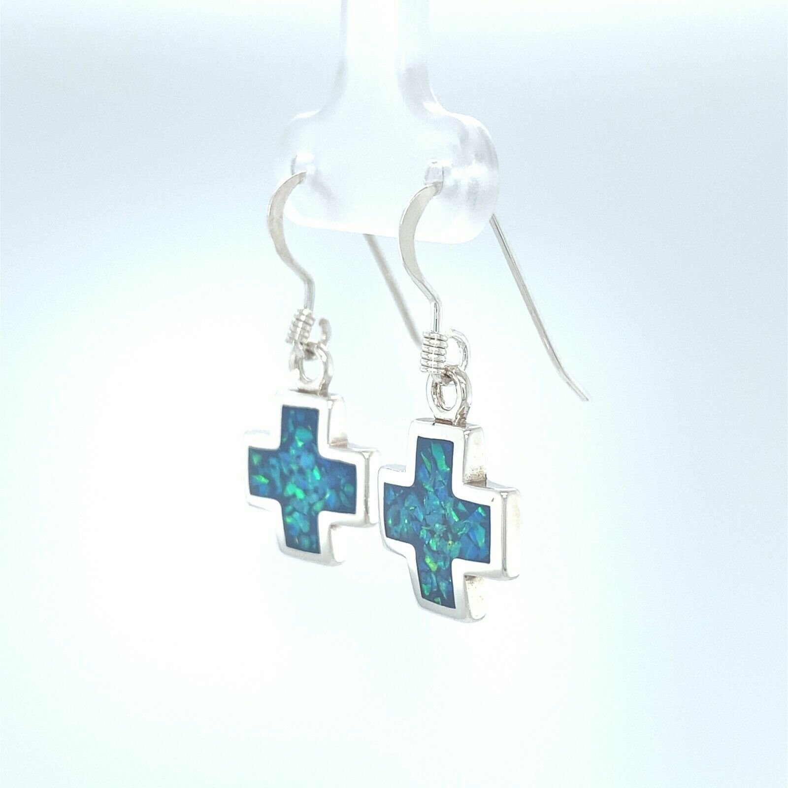 Details about   Sterling Silver Cross Plus Dangle and Drop Hook Earrings 