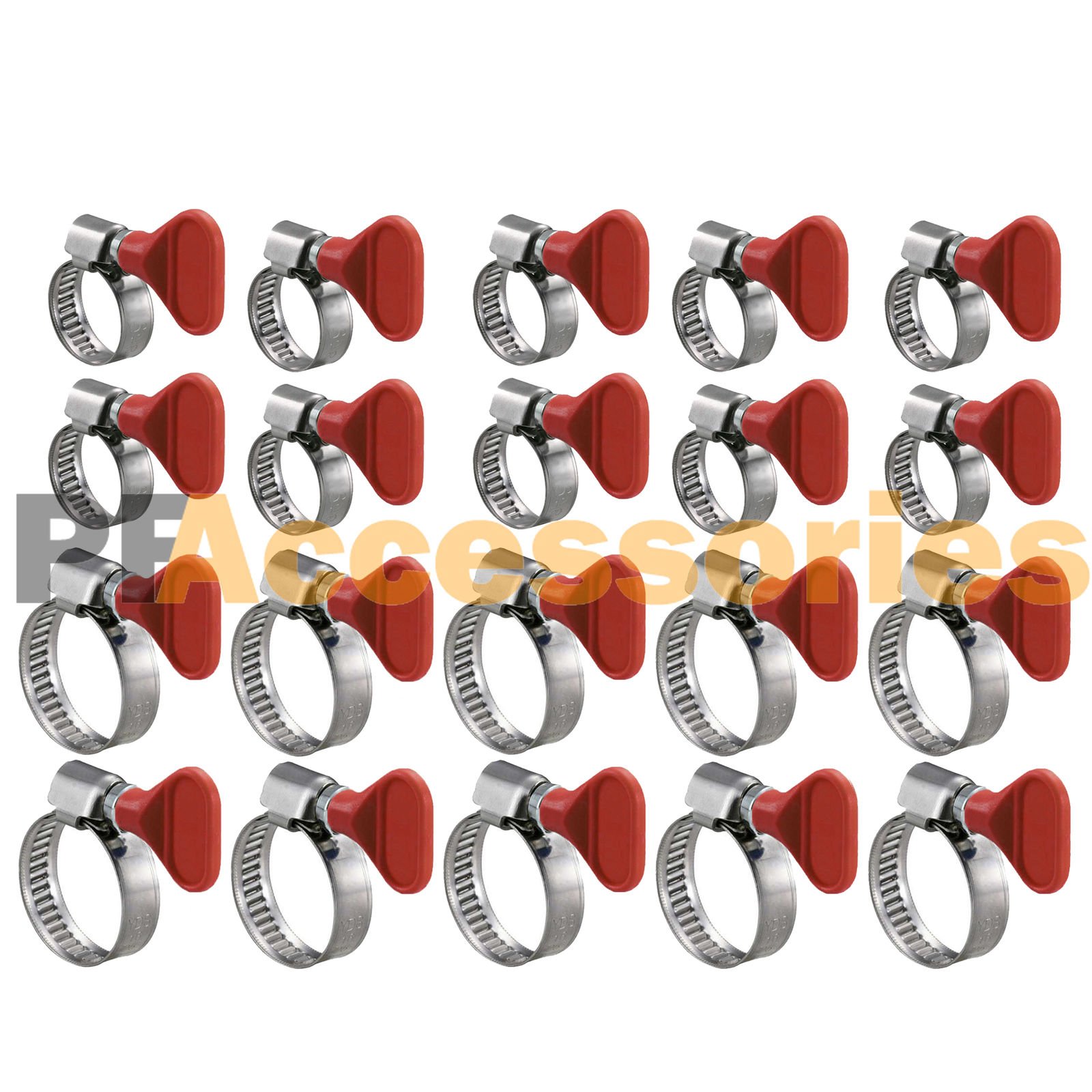 20 Pcs Key Type Twist Adjustable Stainless Steel Hose Clamp Set Kit 1