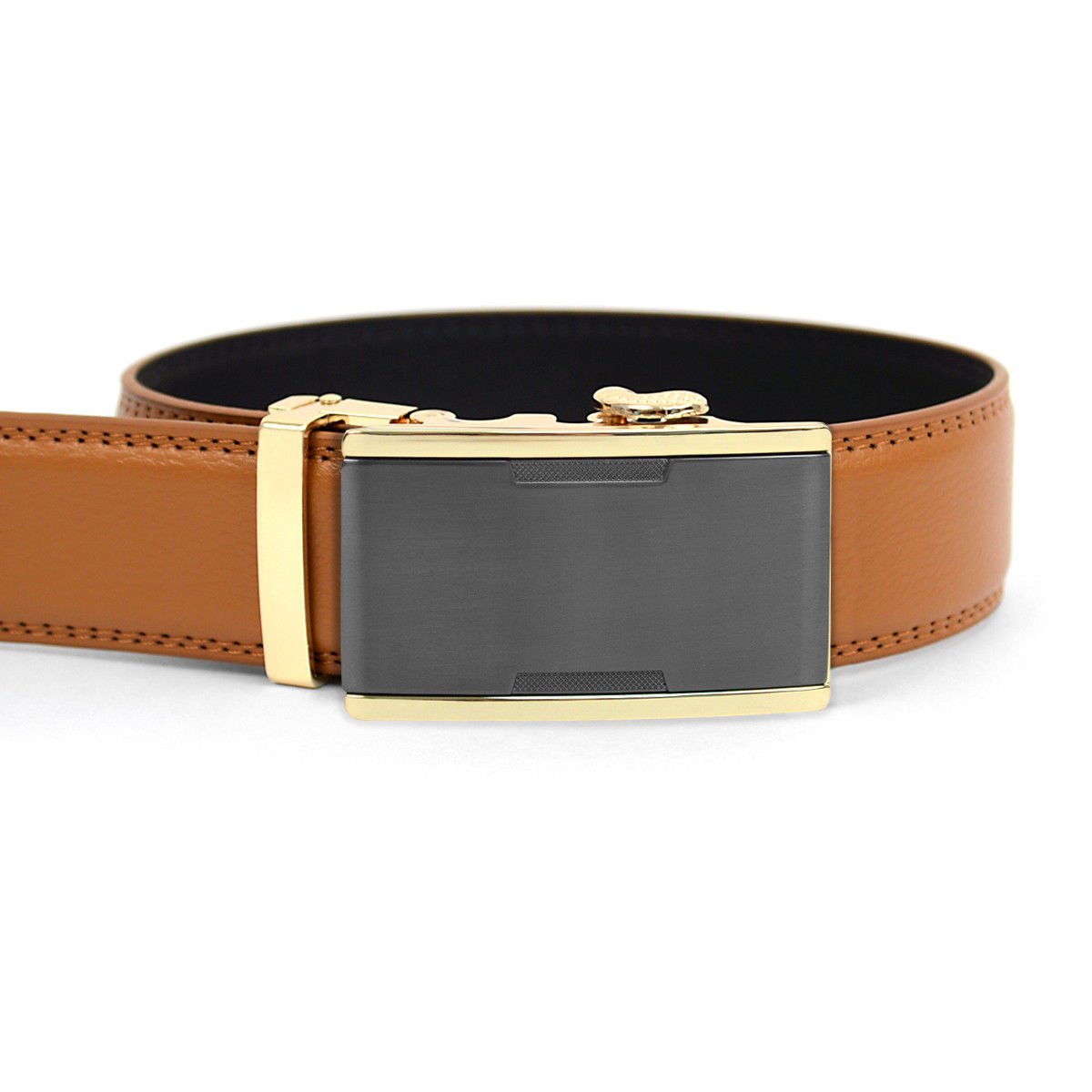 MGLBB14 Men’s Leather Ratchet Belt with Gunmetal Finesse Automatic Buckle