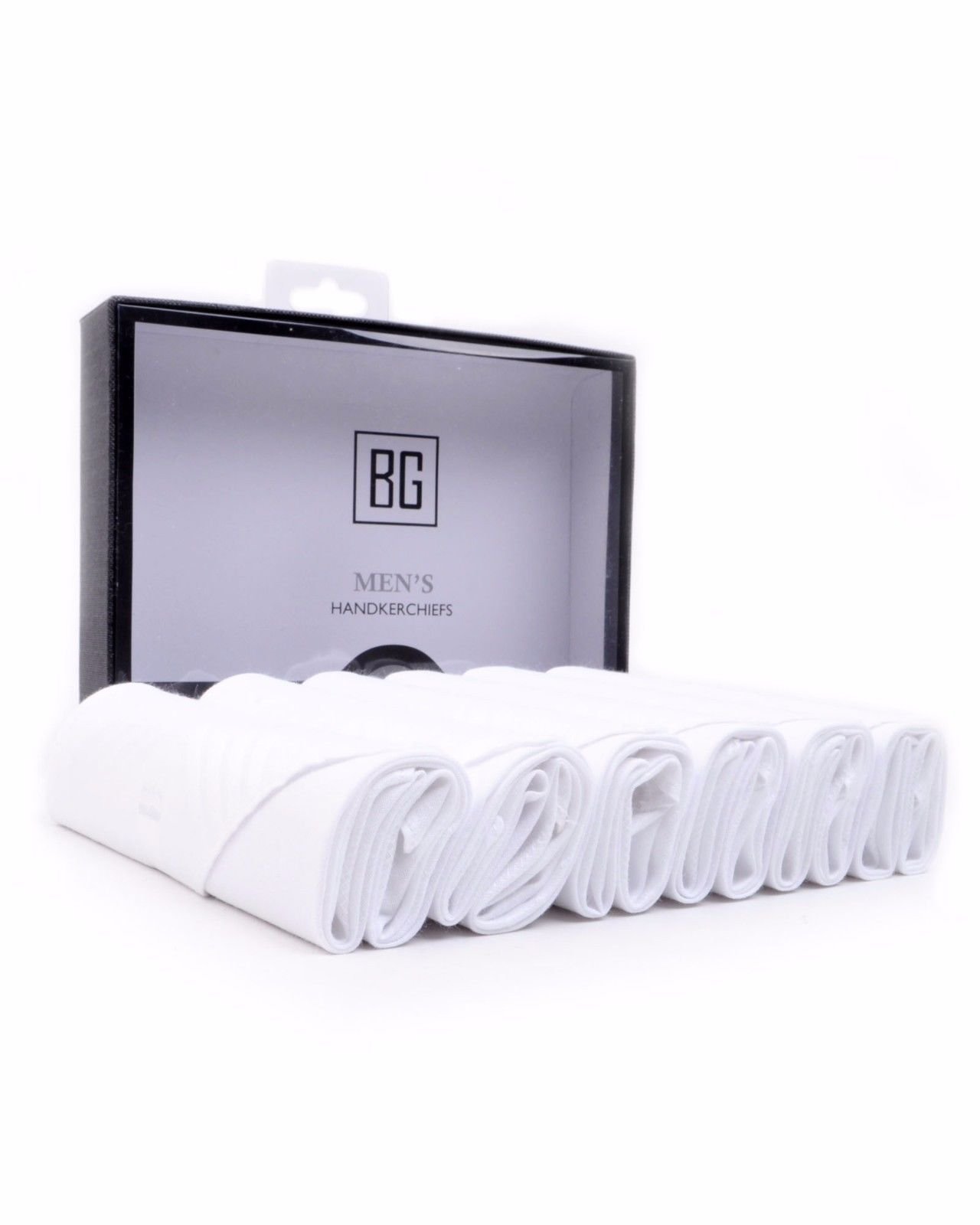 BGHB BG Men/'s White 100/% Cotton Soft Stylish Hanky Handkerchief Set