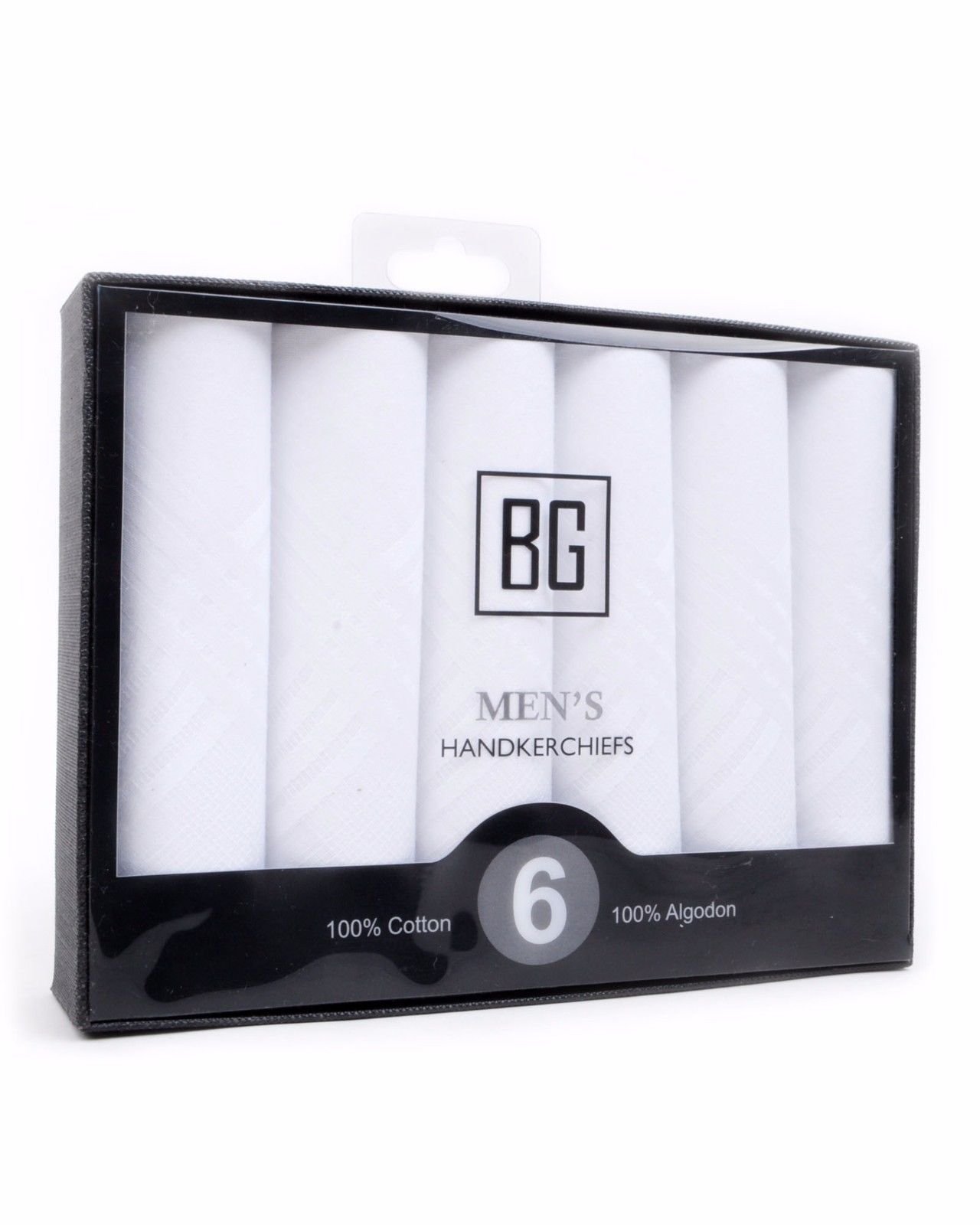 BGHB BG Men/'s White 100/% Cotton Soft Stylish Hanky Handkerchief Set