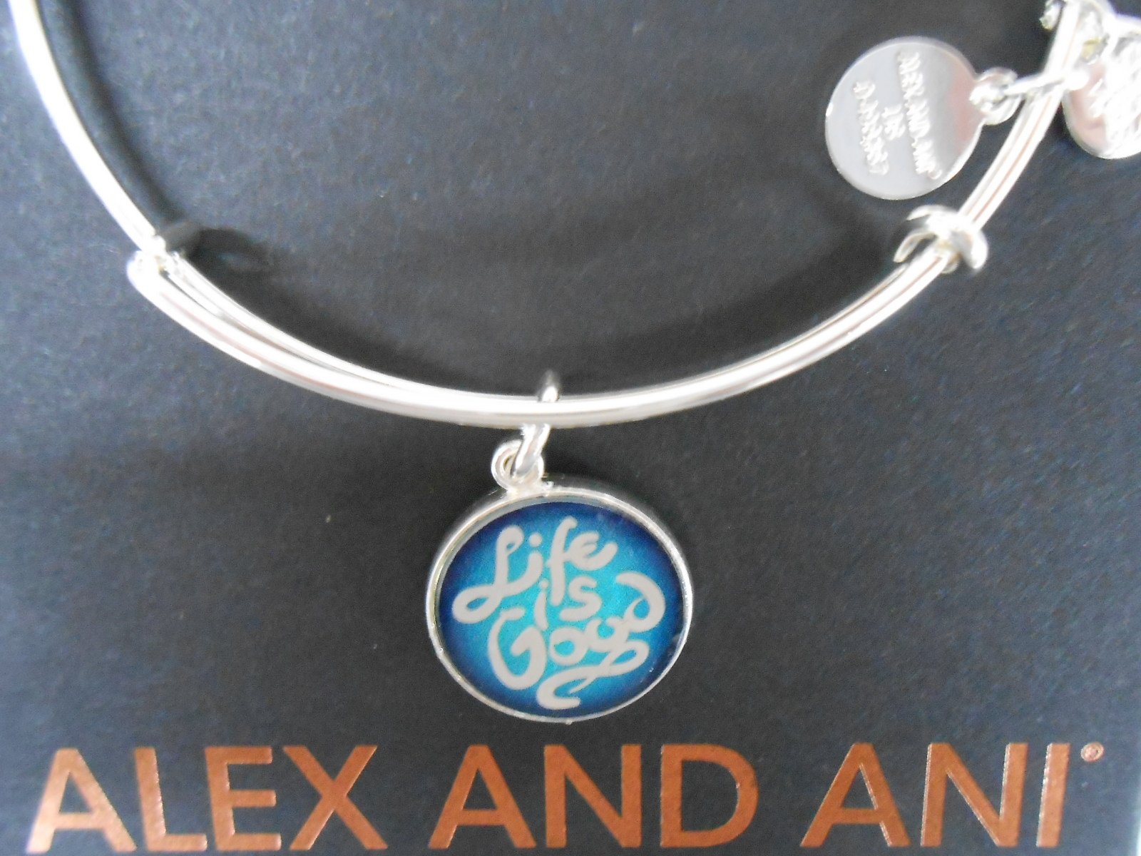 Alex and Ani LIFE IS GOOD Bangle Bracelet Shiny Silver NWTBC