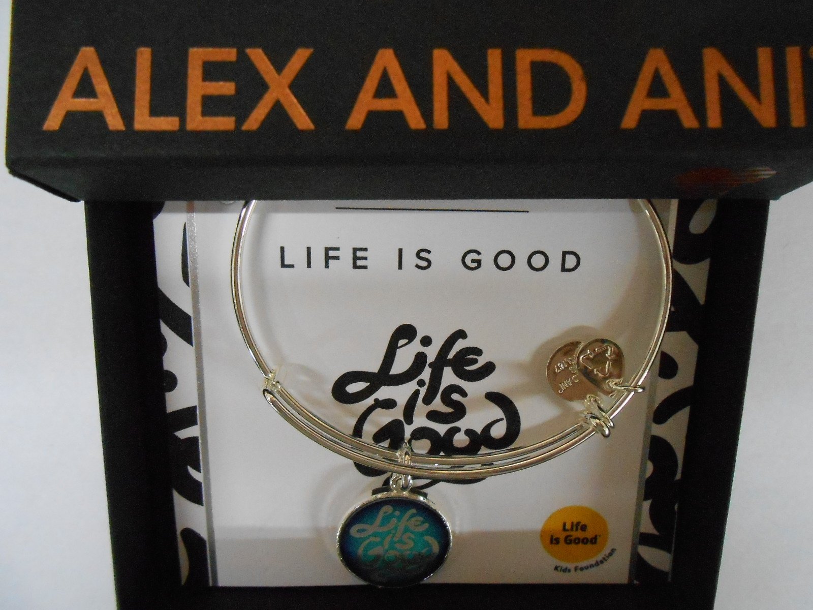 Alex and Ani LIFE IS GOOD Bangle Bracelet Shiny Silver NWTBC