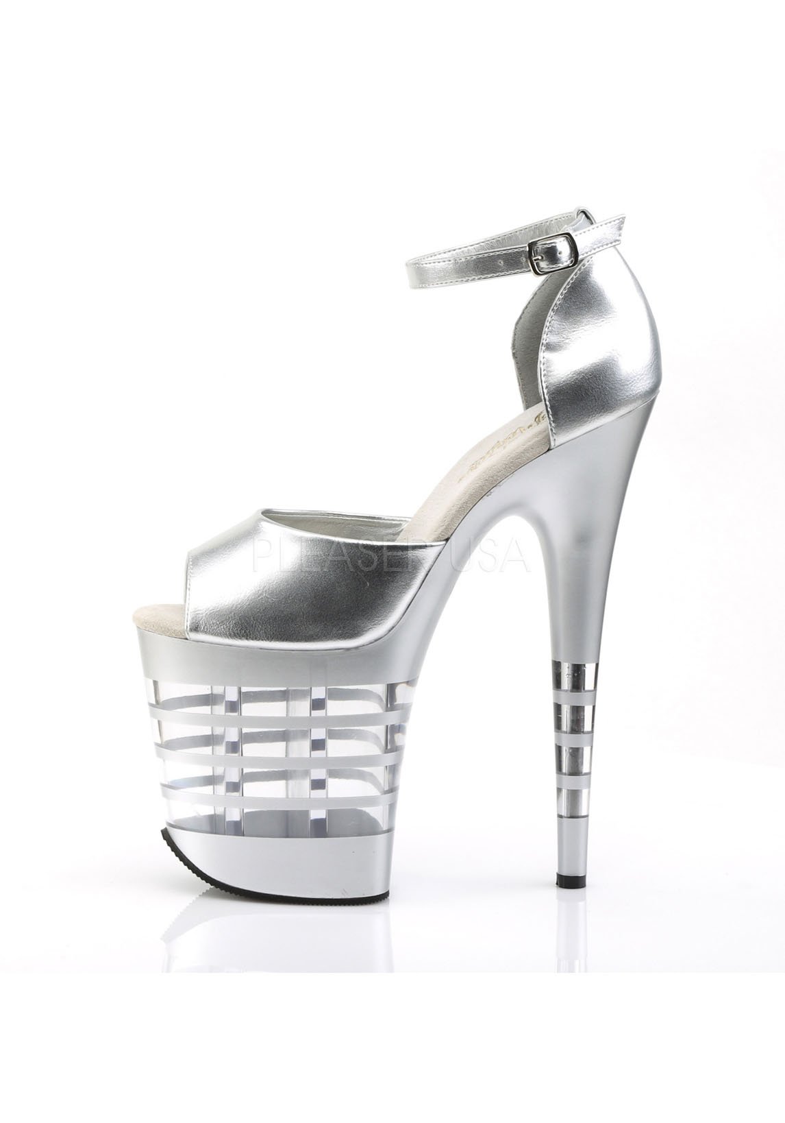 4 Inch Lined Platform Ankle Strap Close Back Sandal 8 Inch Heel
