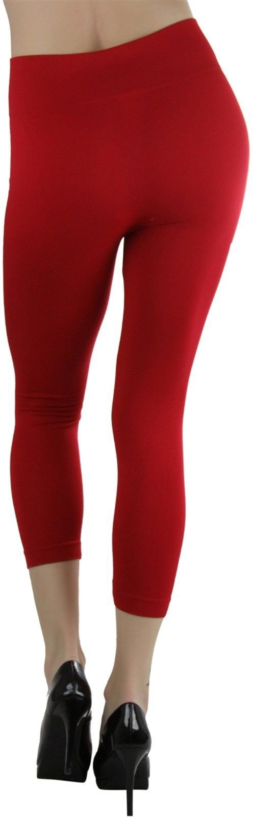 FashionCatch Women/'s 27/" Seamless Capri Leggings Thick Waistband