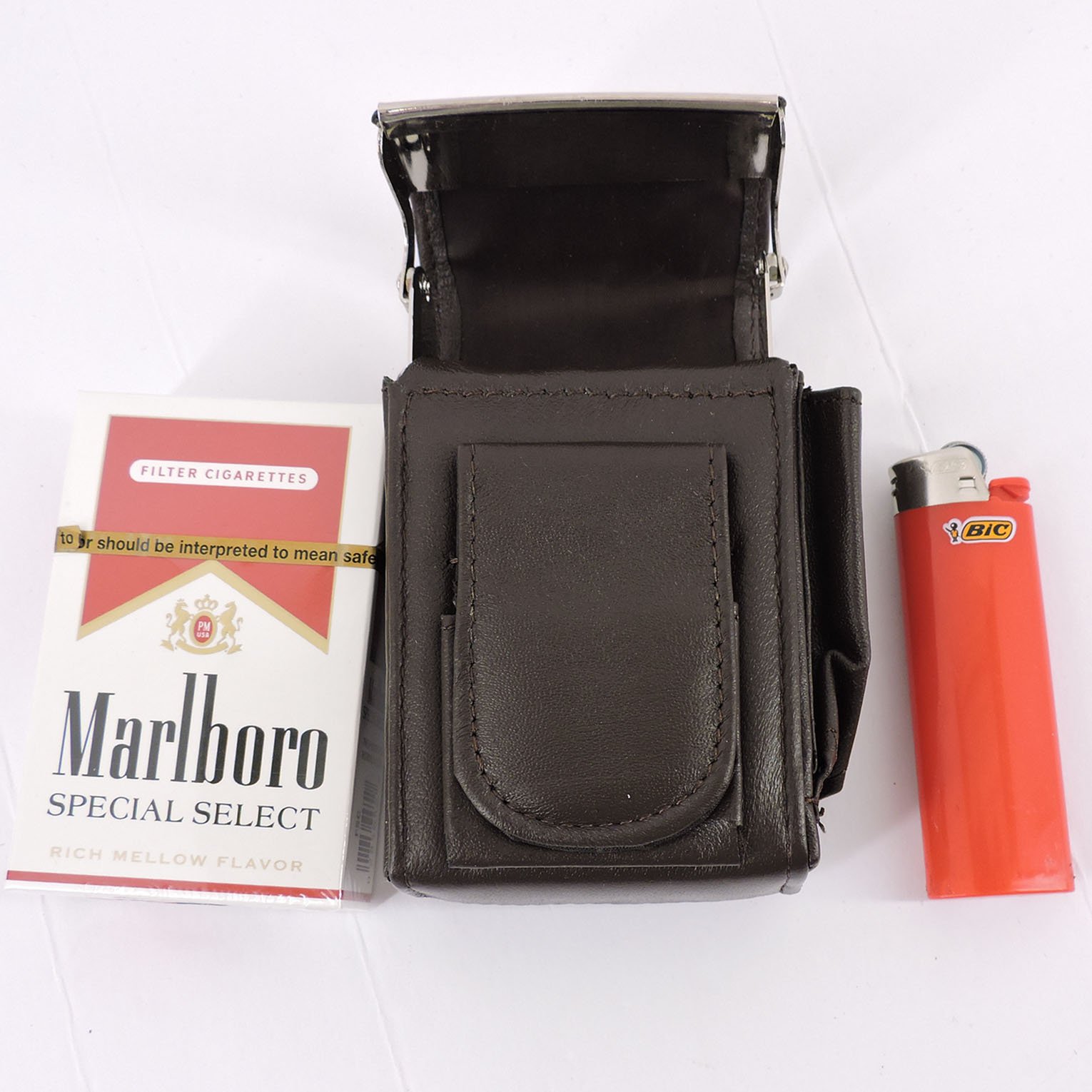 Cigarette Case Holder W Lighter Women Leather Cigarettes S Pack