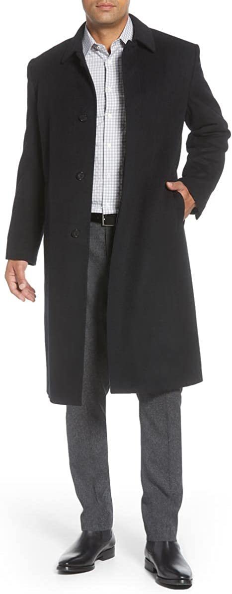 Pre-owned Hart Schaffner Marx Men's Wool Blend Coat In Black