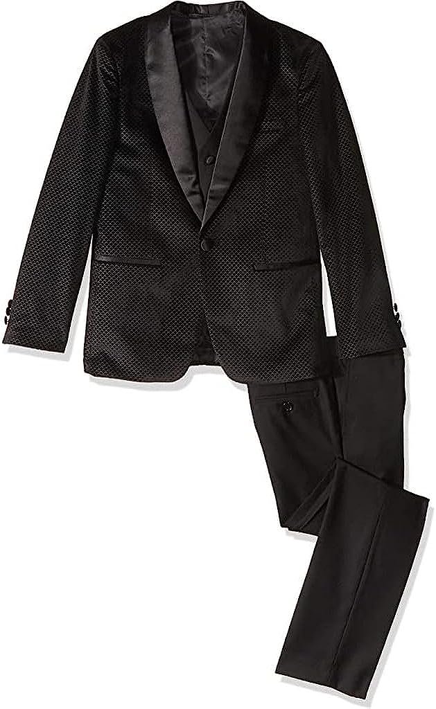 AXNY Boy's Slim Fit 3-Piece (Jacket Vest Trousers) Satin Shawl Collar Tuxedo - Picture 4 of 4