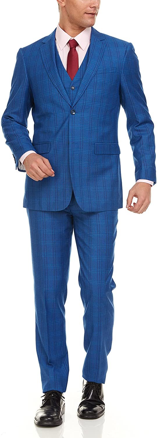 Adam Baker Men's Ultra Slim Fit 3-Piece (Jacket, Vets, Trousers) Vested Suit Set - Picture 19 of 21