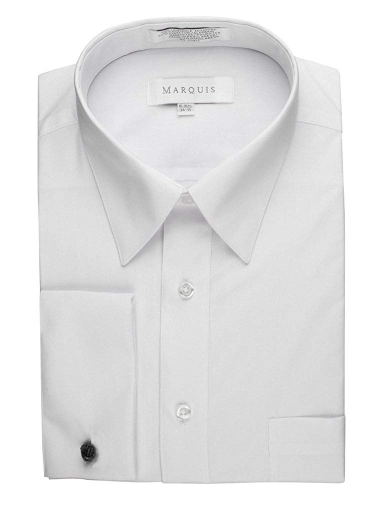 Marquis Men's Regular Fit French Cuff Solid Dress Shirt (Cufflinks ...