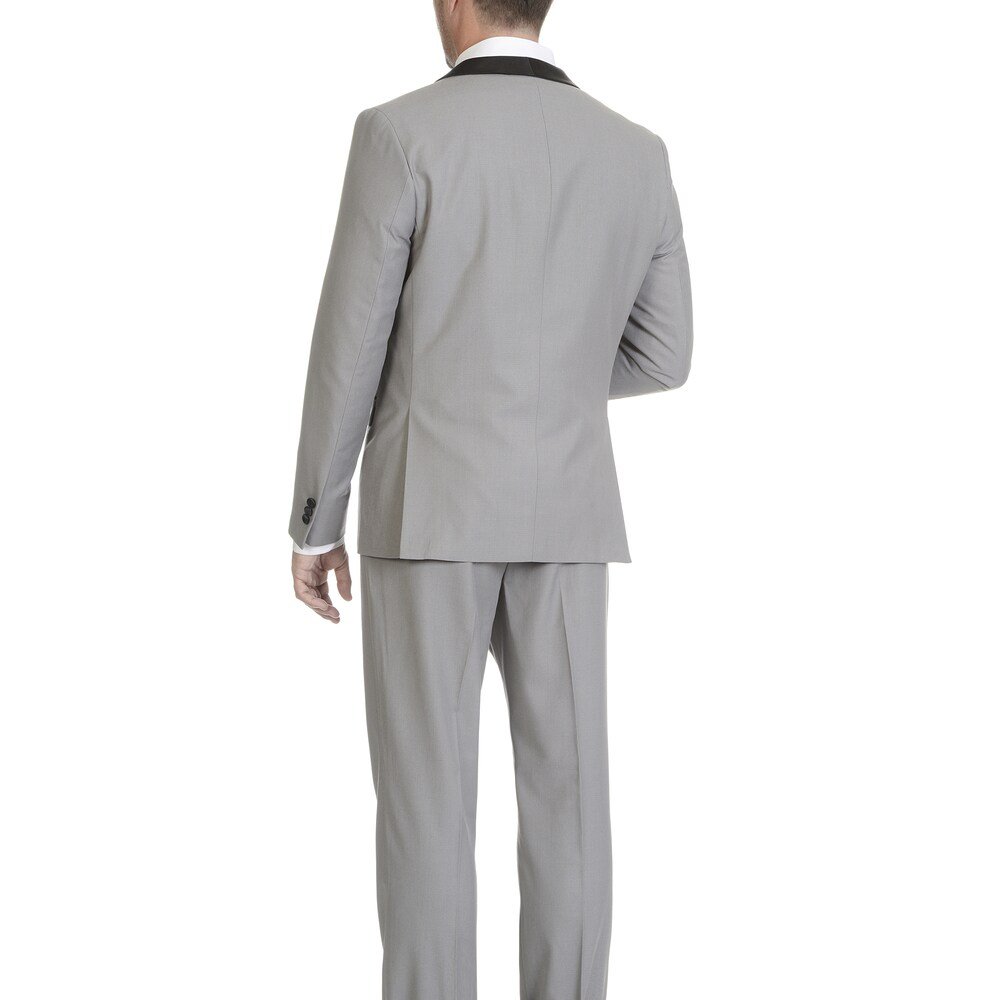 Adam Baker Men's Slim Fit One Button Satin Shawl Collar 2-Piece Tuxedo Suit