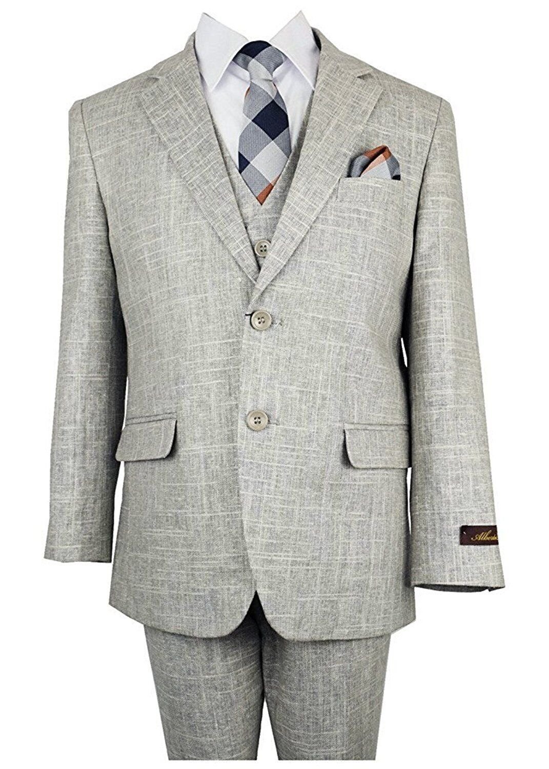 Boy's Regular Fit Formal 5 Piece Linen Suit Set - CLEARANCE, FINAL SALE! - Picture 3 of 5