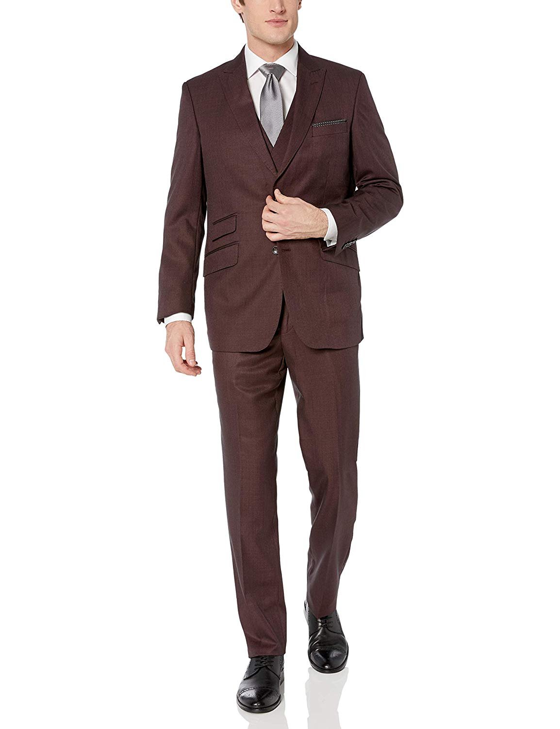 Men's Suit Modern Fit 3-Piece (Jacket, Vets, Trousers) Peak Lapel - CLEARANCE - Picture 25 of 59
