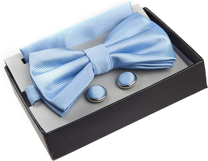 Adam Baker Twill Pattern Pre-Tied Bow Tie with Pocket Square and Cufflinks