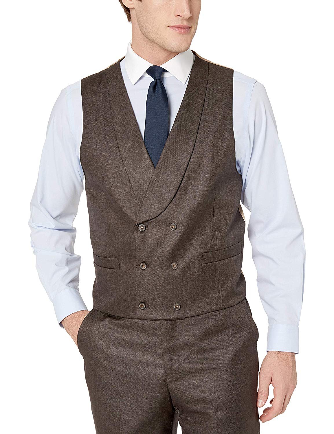 Men's Suit Modern Fit 3-Piece (Jacket, Vets, Trousers) Peak Lapel - CLEARANCE - Picture 21 of 59