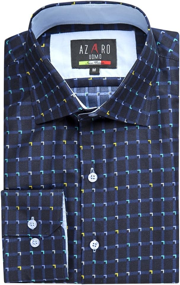 Azaro Uomo Men's Slim Fit Long Sleeve Printed Dress Shirt - CLEARANCE - Picture 3 of 3