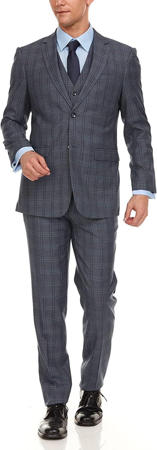 Adam Baker Men's Ultra Slim Fit 3-Piece (Jacket, Vets, Trousers) Vested Suit Set - Picture 20 of 21