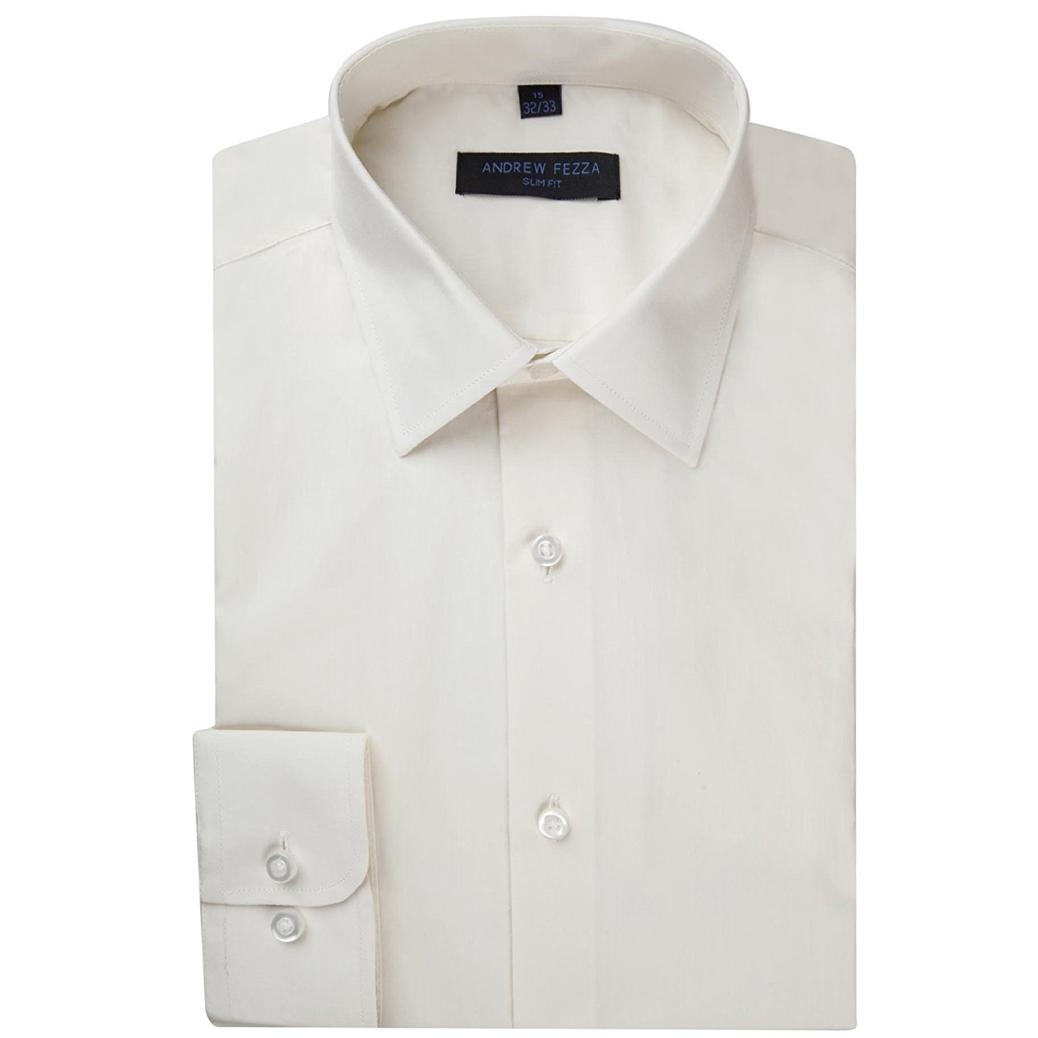 Andrew Fezza Men's Slim Fit Long Sleeve Solid Cotton Dress Shirt ...