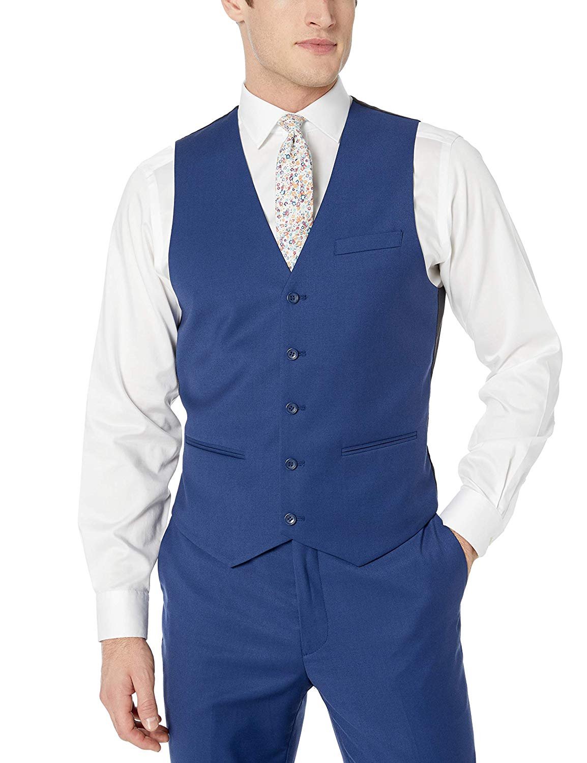 Caravelli Men's Single Breasted Slim Fit 2-Button Vested Suit Set ...