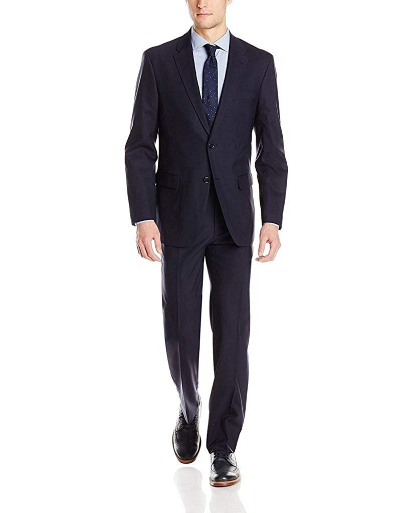Giorgio Fiorelli Men's Portly Fit Single Breasted Two-Piece Solid Suit Set - Picture 18 of 18