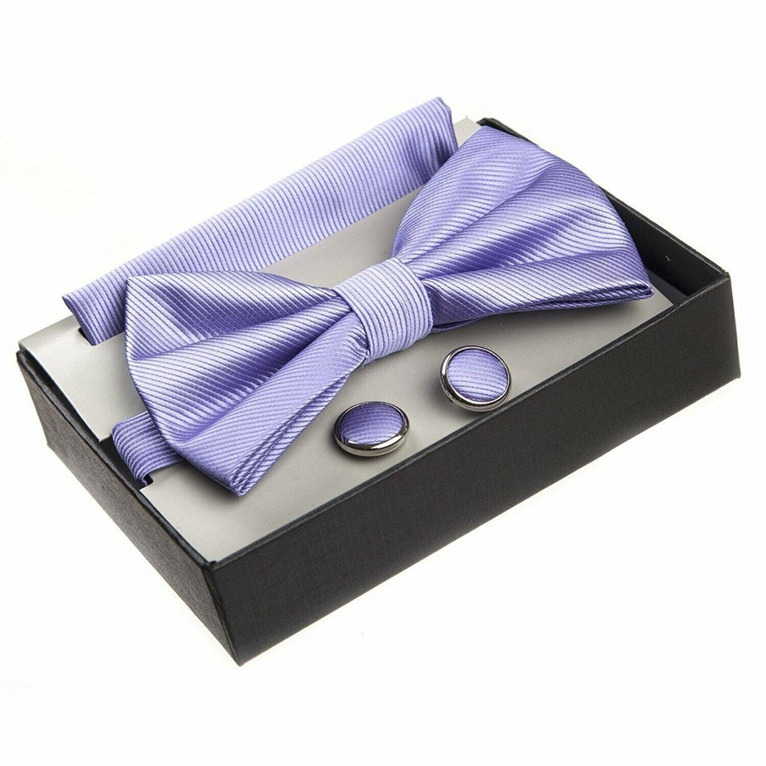 Adam Baker Twill Pattern Pre-Tied Bow Tie with Pocket Square and Cufflinks