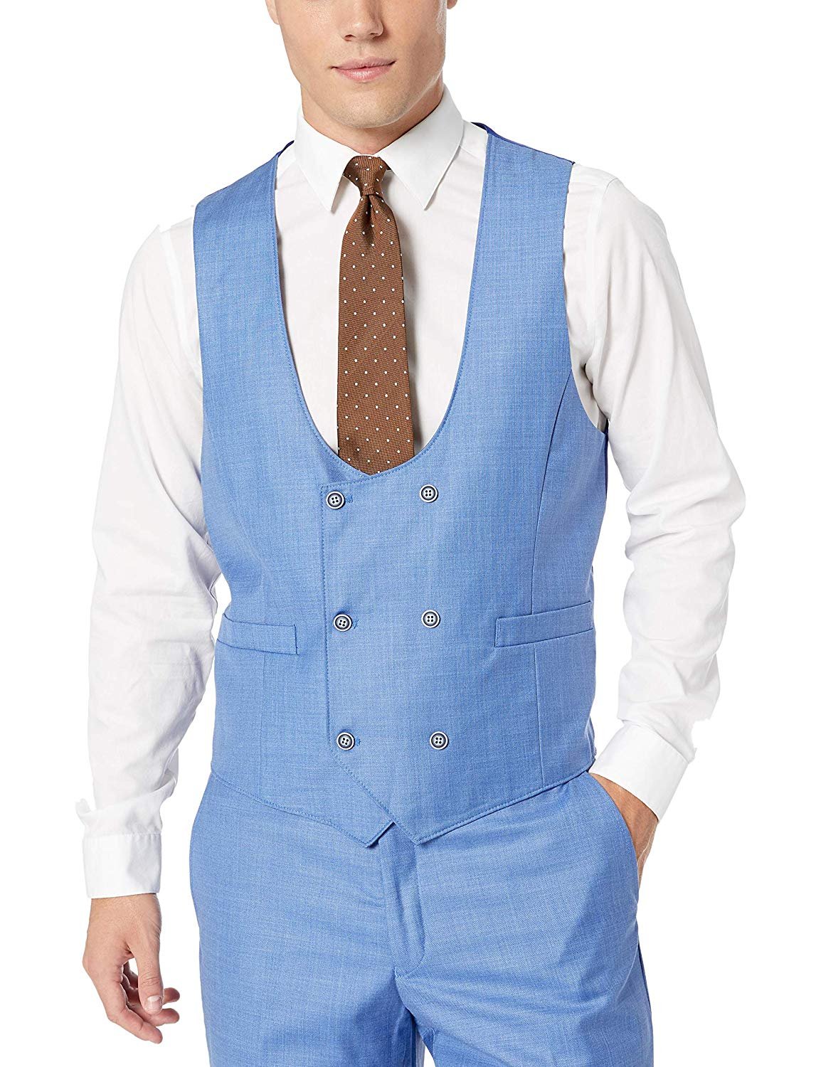 Men's Suit Modern Fit 3-Piece (Jacket, Vets, Trousers) Peak Lapel - CLEARANCE - Picture 14 of 59