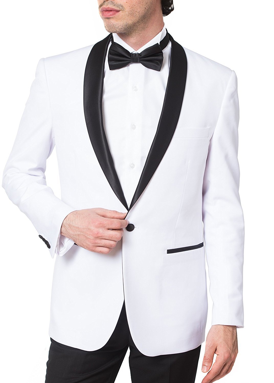 London Fog Men's Modern Fit Satin Shawl Collar 2-Piece Tuxedo Suit Set - Colors