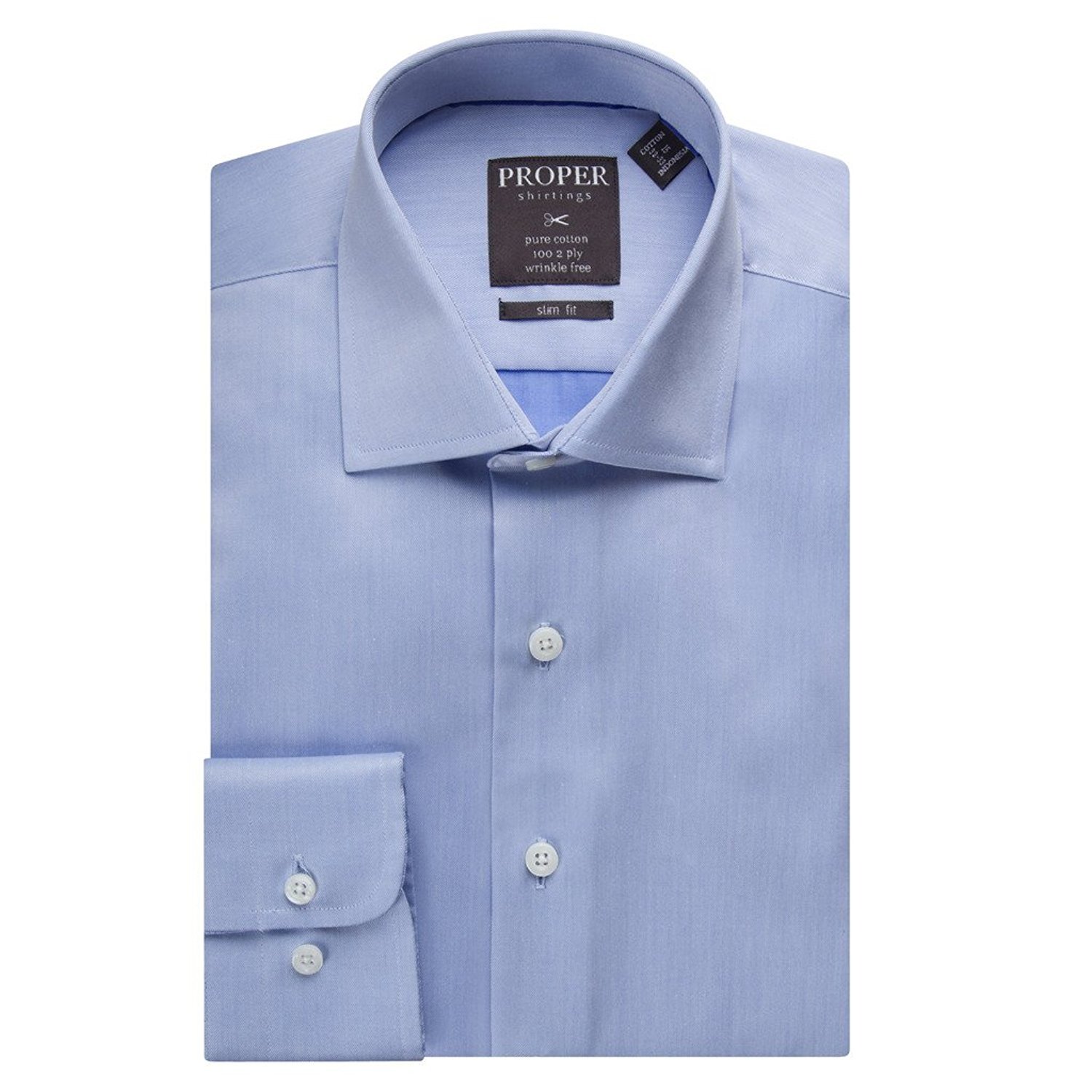 Proper Men's Slim Fit Wrinkle Free Solid Cotton Dress Shirt - Available ...