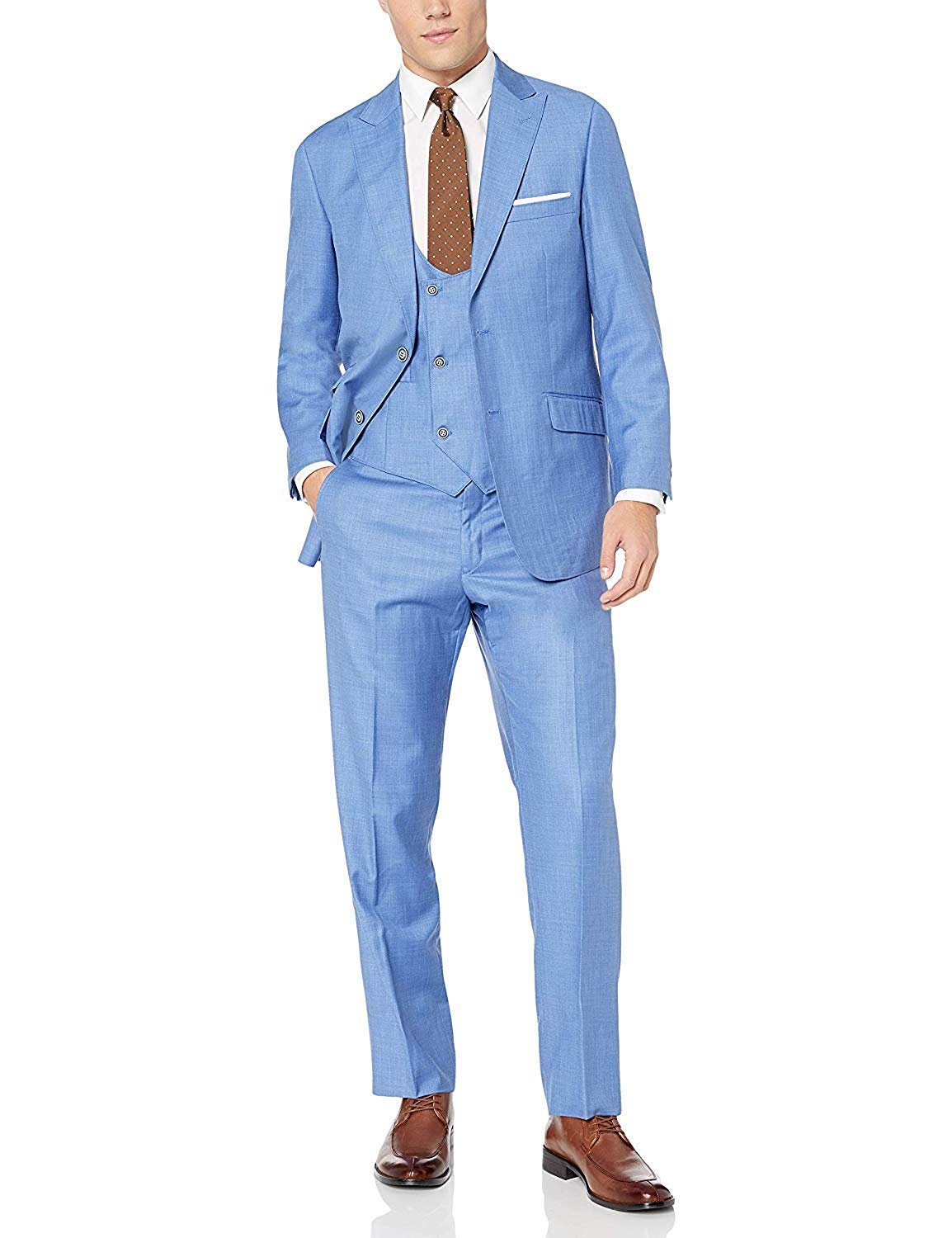 Men's Suit Modern Fit 3-Piece (Jacket, Vets, Trousers) Peak Lapel - CLEARANCE - Picture 11 of 59