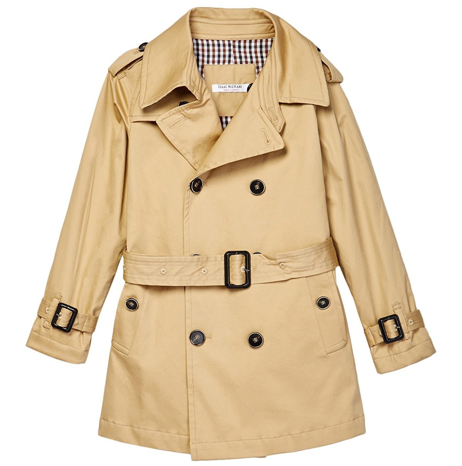 Isaac Mizrahi Boy’s Double Breasted Belted Trench Coat-Raincoat With ...
