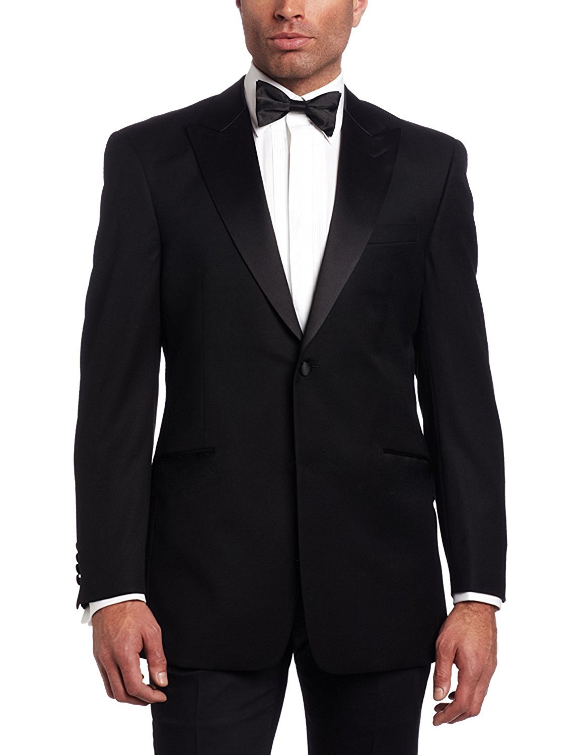 Men's Regular Fit 100% Wool 1-Button Peak Lapel Two-Piece Tuxedo Suit ...