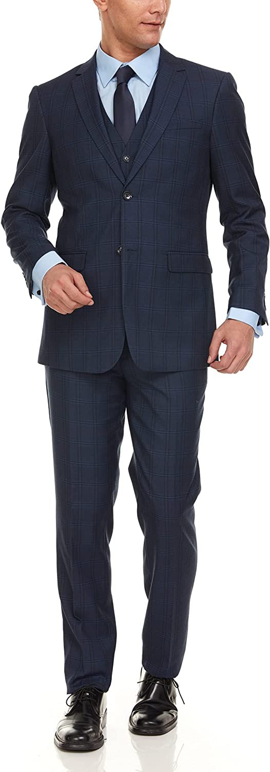 Adam Baker Men's Ultra Slim Fit 3-Piece (Jacket, Vets, Trousers) Vested Suit Set - Picture 21 of 21