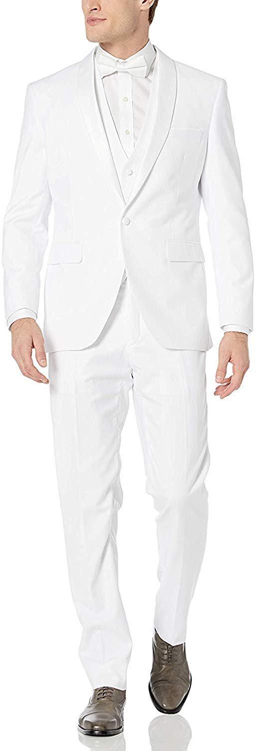 NEW Mens Suit Modern Fit Single Breasted Three Piece Shawl Collar Tuxedo - Color