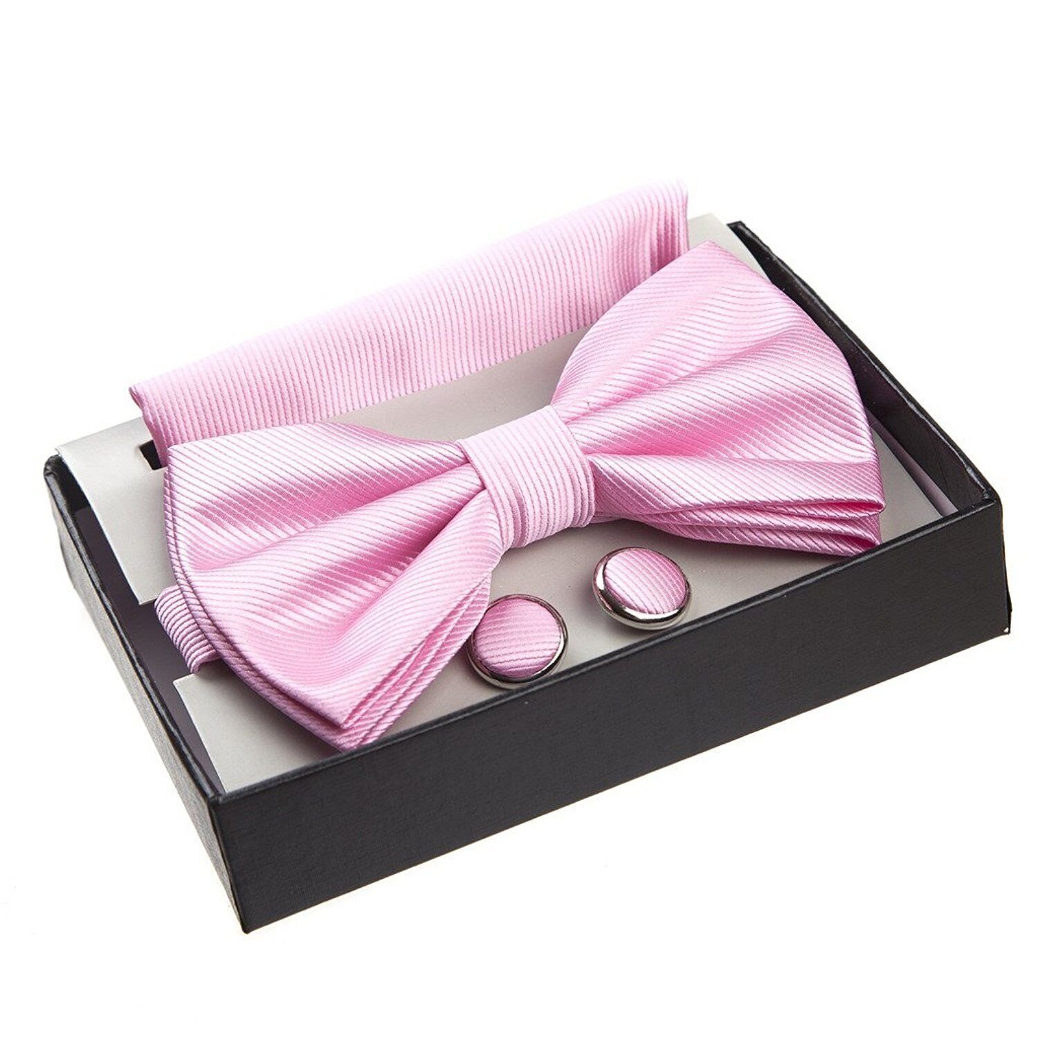 Adam Baker Twill Pattern Pre-Tied Bow Tie with Pocket Square and Cufflinks