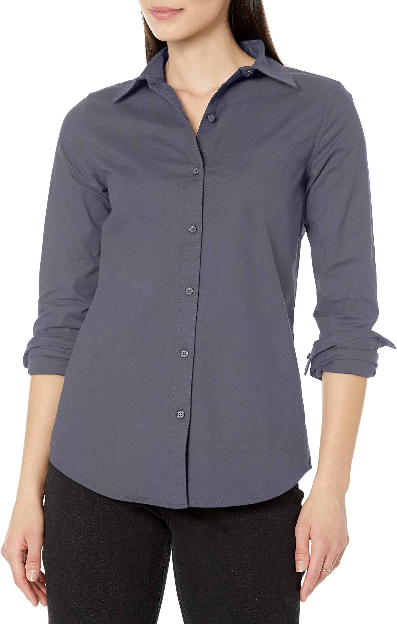Women's Button Down Long Sleeve Poplin Dress Shirts for Work Office Business - Picture 27 of 32