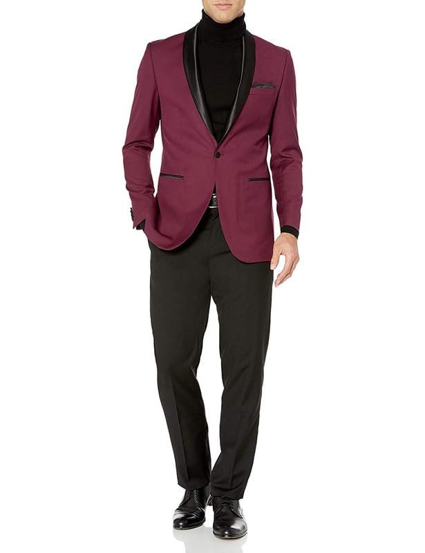 Esmoquin Adam Baker Para Hombre Calce Ajustado Cuello Chal Separado (Chaqueta y Pantalones) - Imagen 9 de 24