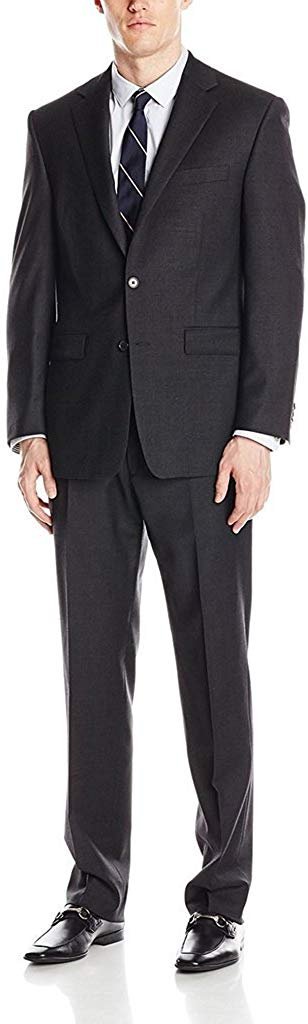 Giorgio Fiorelli Men's Portly Fit Single Breasted Two-Piece Solid Suit Set - Picture 13 of 18