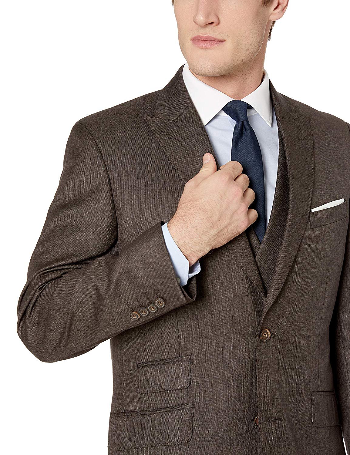 Men's Suit Modern Fit 3-Piece (Jacket, Vets, Trousers) Peak Lapel - CLEARANCE - Picture 20 of 59