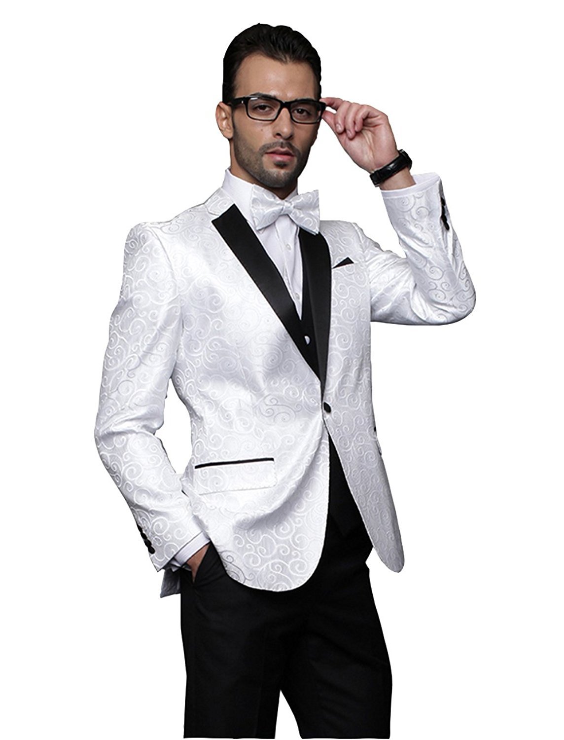 Statement Men's Paisley Design Modern Fit 3-Piece Tuxedo Suit Set - CLEARANCE
