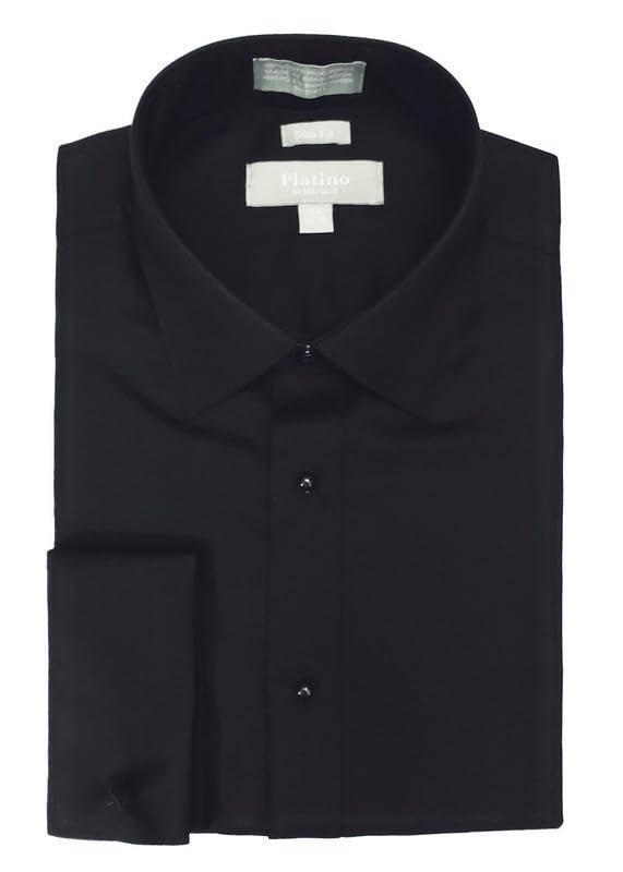Adam Baker Men's Tuxedo Shirt | French Cuff Laydown Collar Cotton Formal Slim... - Picture 4 of 5