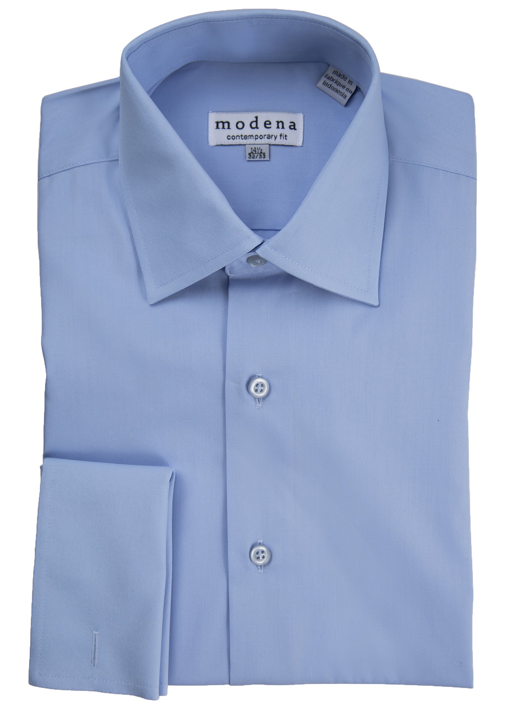 Modena Men’s Contemporary (Slim) Fit French Cuff Solid Dress Shirt - Picture 9 of 10