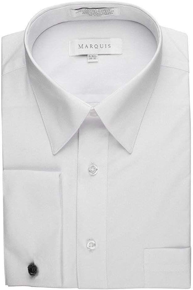 Camisa de vestir Marquis Para hombre Calce Regular Puño Francés Mezcla de Algodón Lisa - Imagen 8 de 8