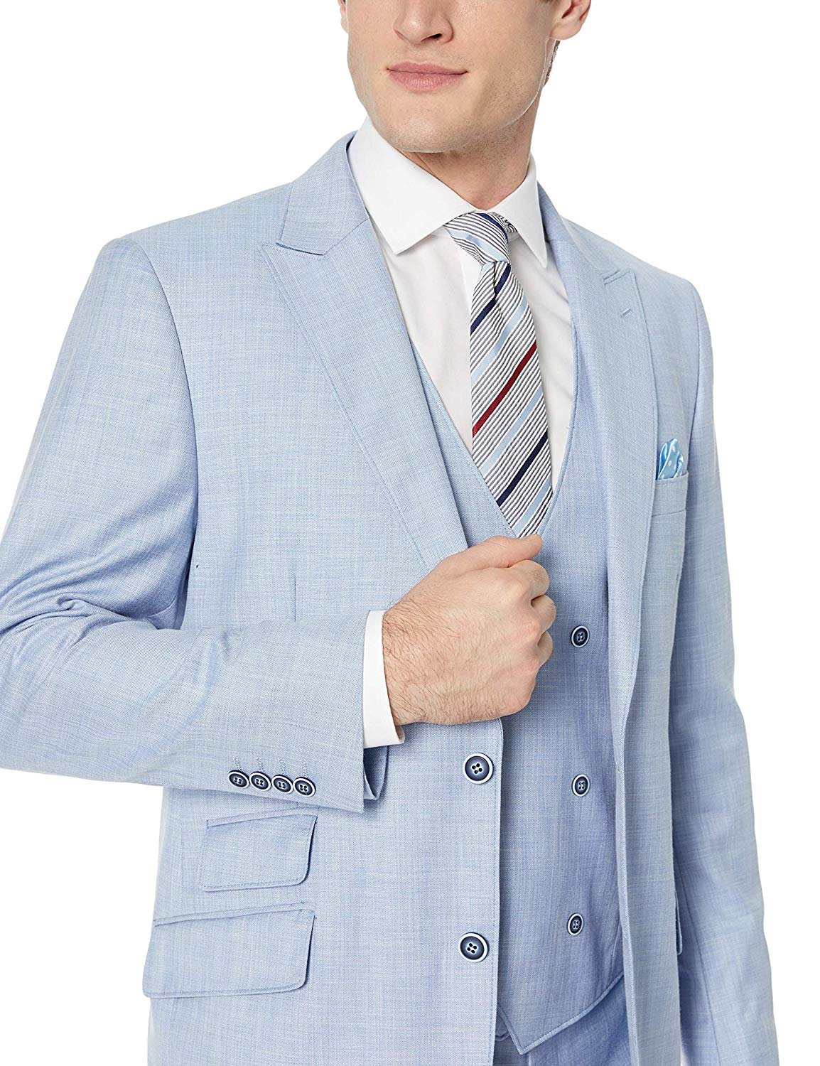 Men's Suit Modern Fit 3-Piece (Jacket, Vets, Trousers) Peak Lapel - CLEARANCE - Picture 41 of 59