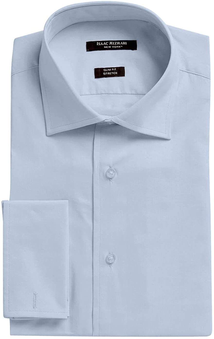 Isaac Mizrahi Mens Slim Fit Solid Cut Away Collar Dress Shirt 