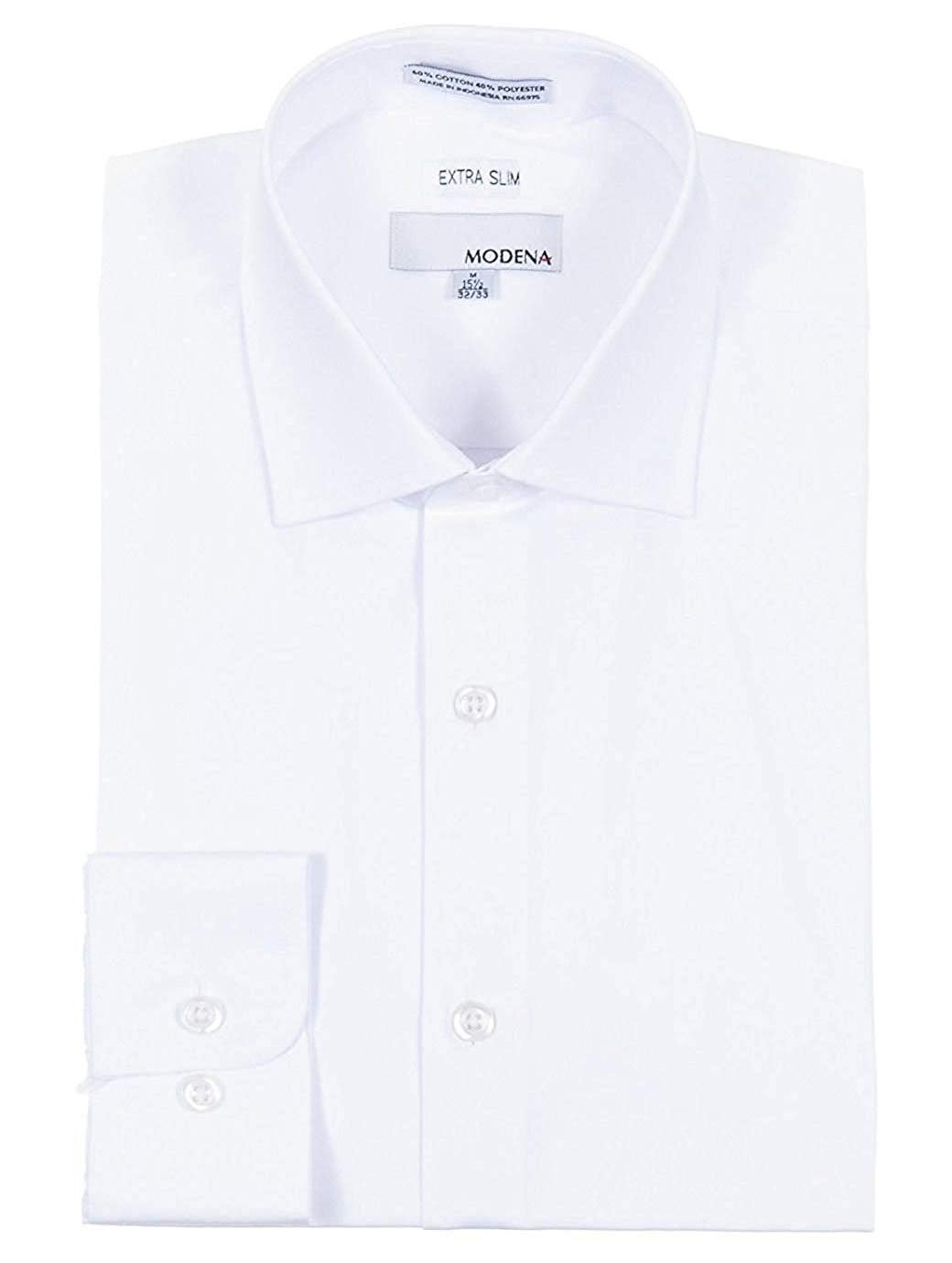 Modena Men's Extra Slim Fit Long Sleeve Solid Dress Shirt - Colors - Picture 6 of 6