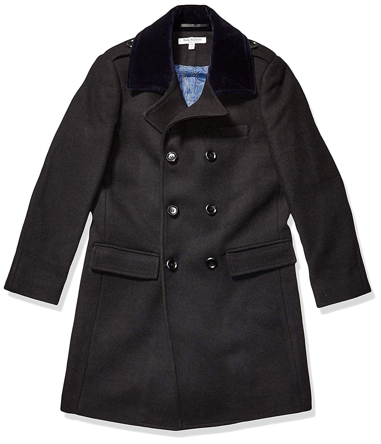 Isaac Mizrahi Boy's Velvet Collar Quilt Lined Wool Blend Peacoat - Colors - Picture 15 of 19