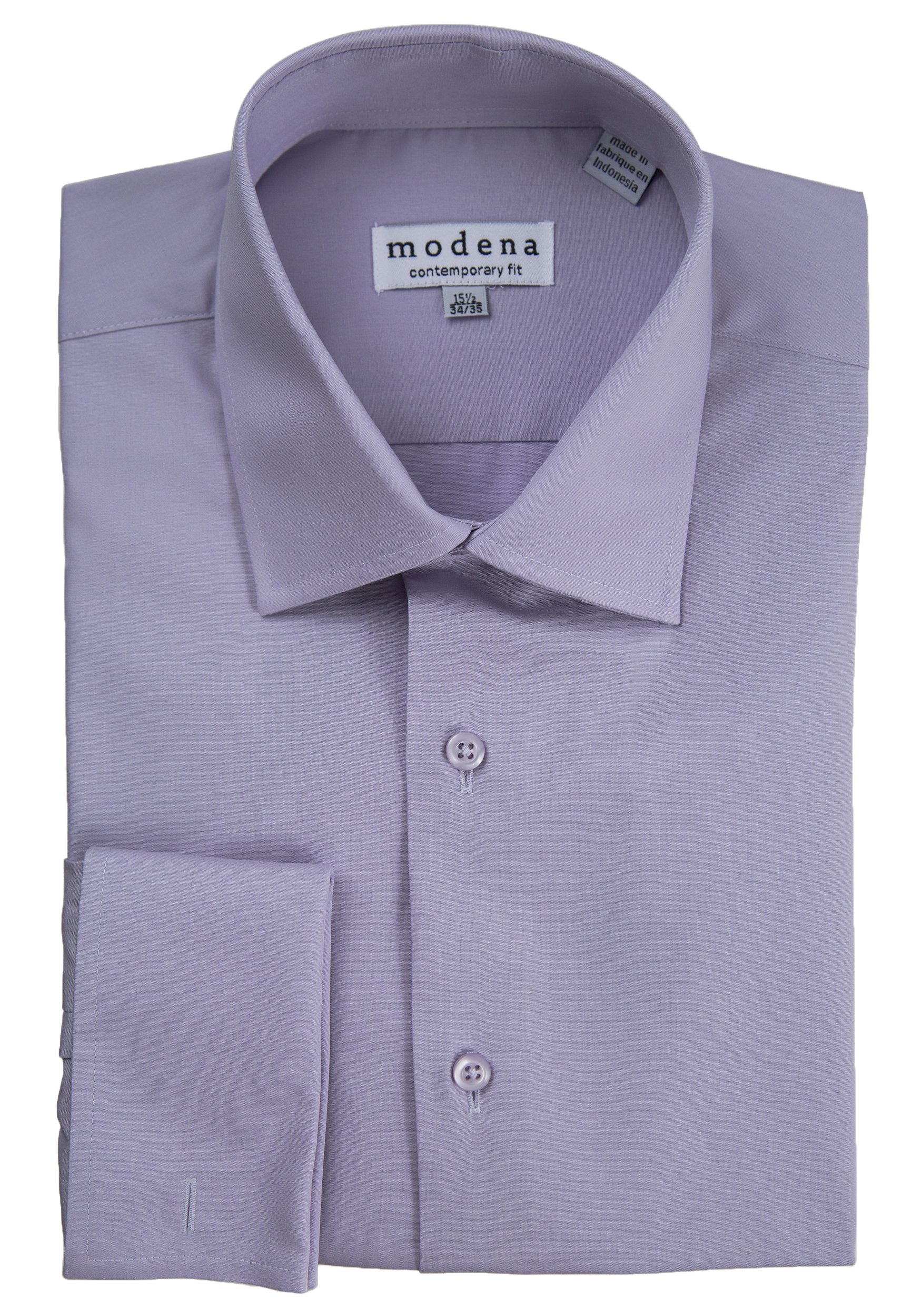 Modena Men’s Contemporary (Slim) Fit French Cuff Solid Dress Shirt - Picture 7 of 10