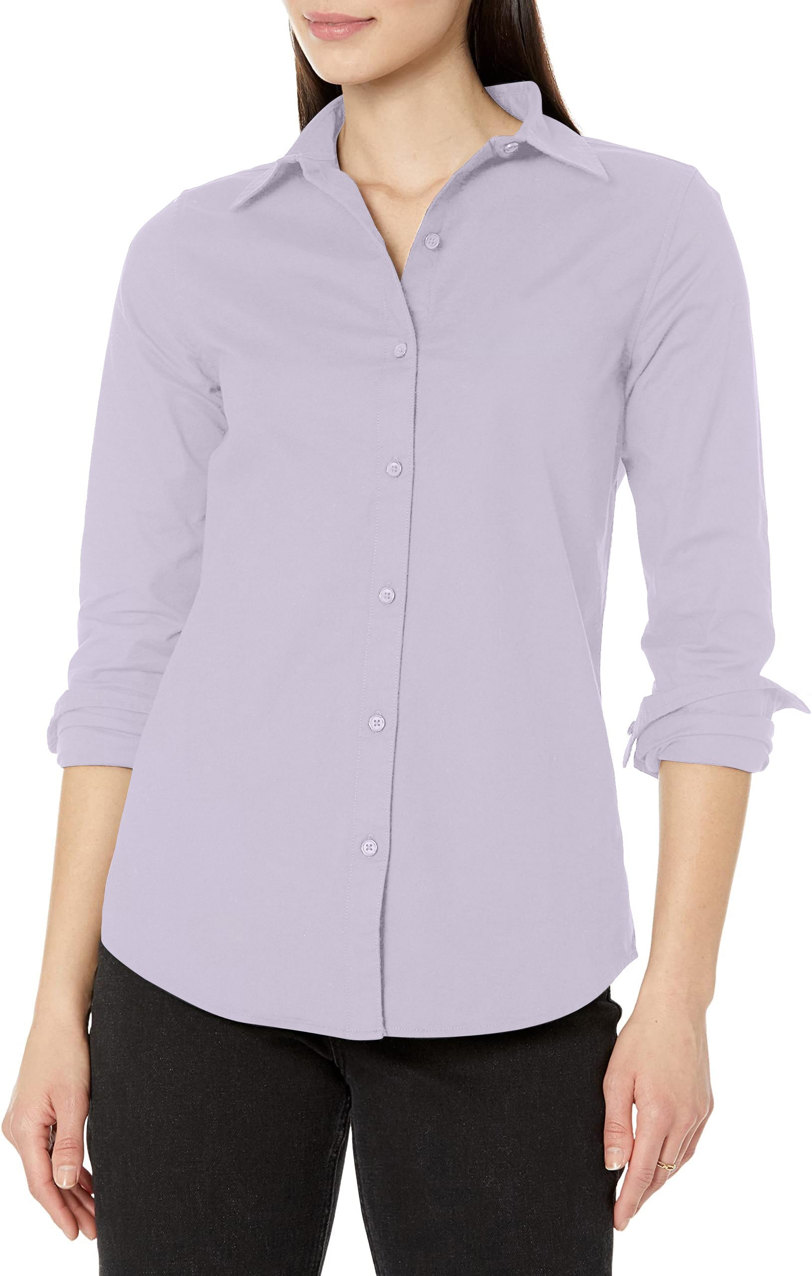 Women's Button Down Long Sleeve Poplin Dress Shirts for Work Office Business - Picture 30 of 32