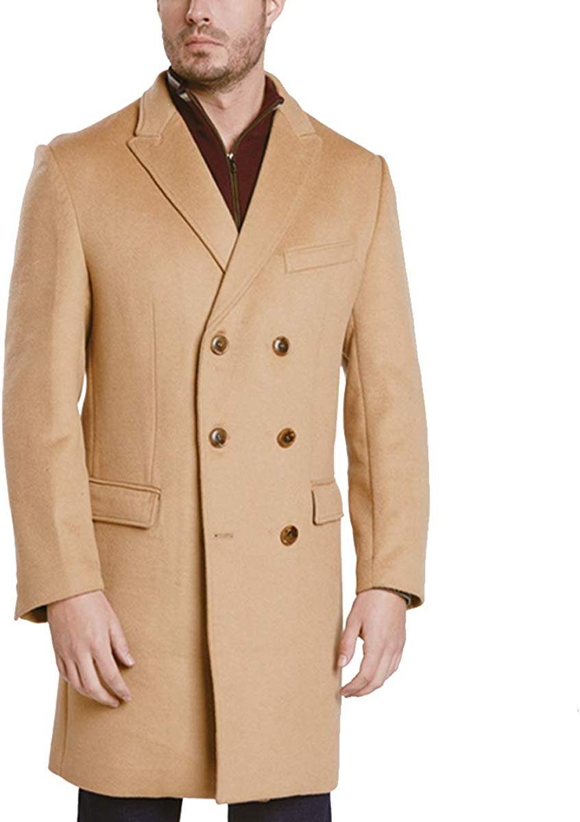 Adam Baker Men's Overcoat Single & Double Breasted Luxury Wool/Cashmere Full Length Topcoat 