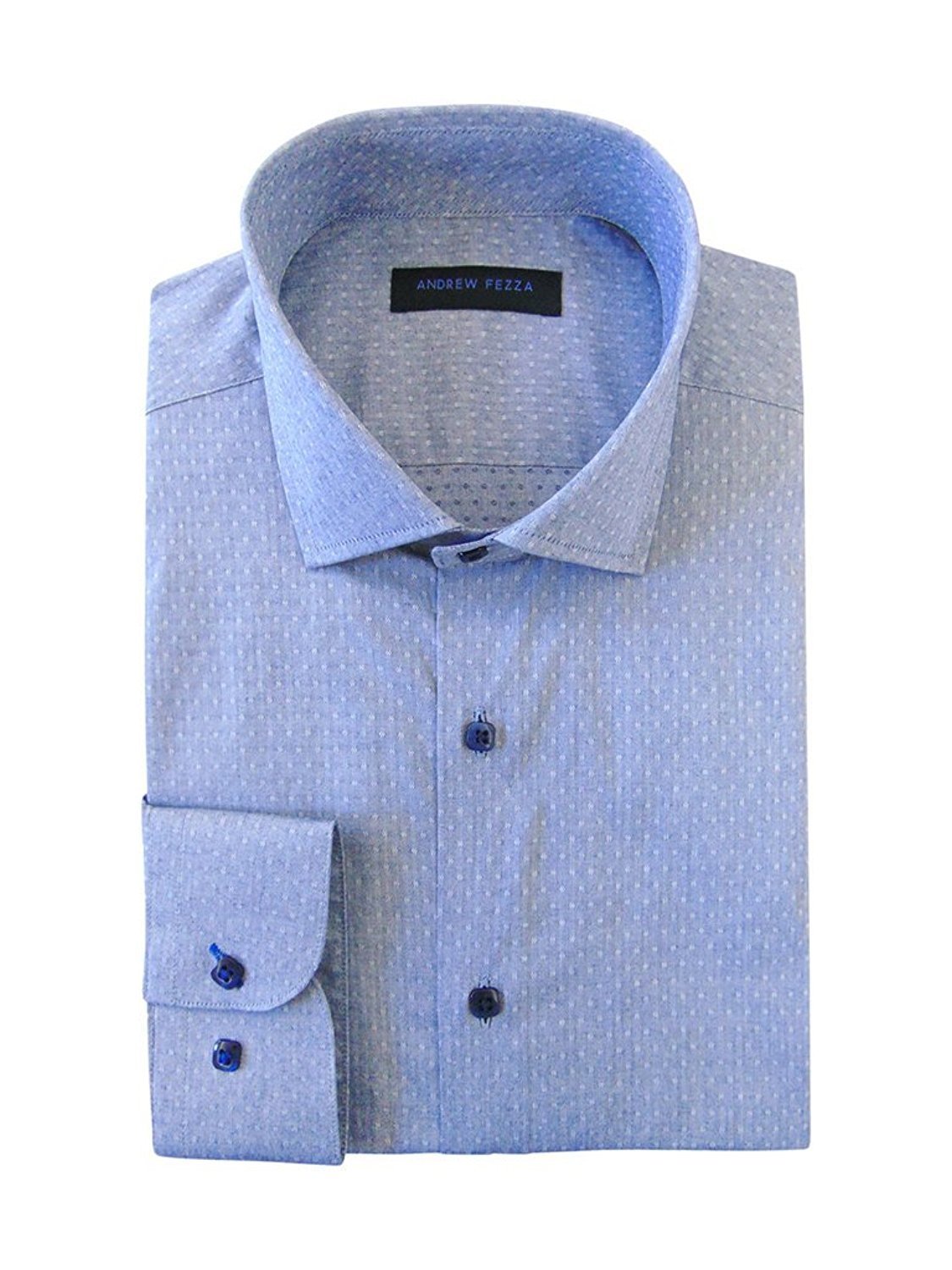 Andrew Fezza Men's Slim Fit Long Sleeve Solid Cotton Dress Shirt Colors 